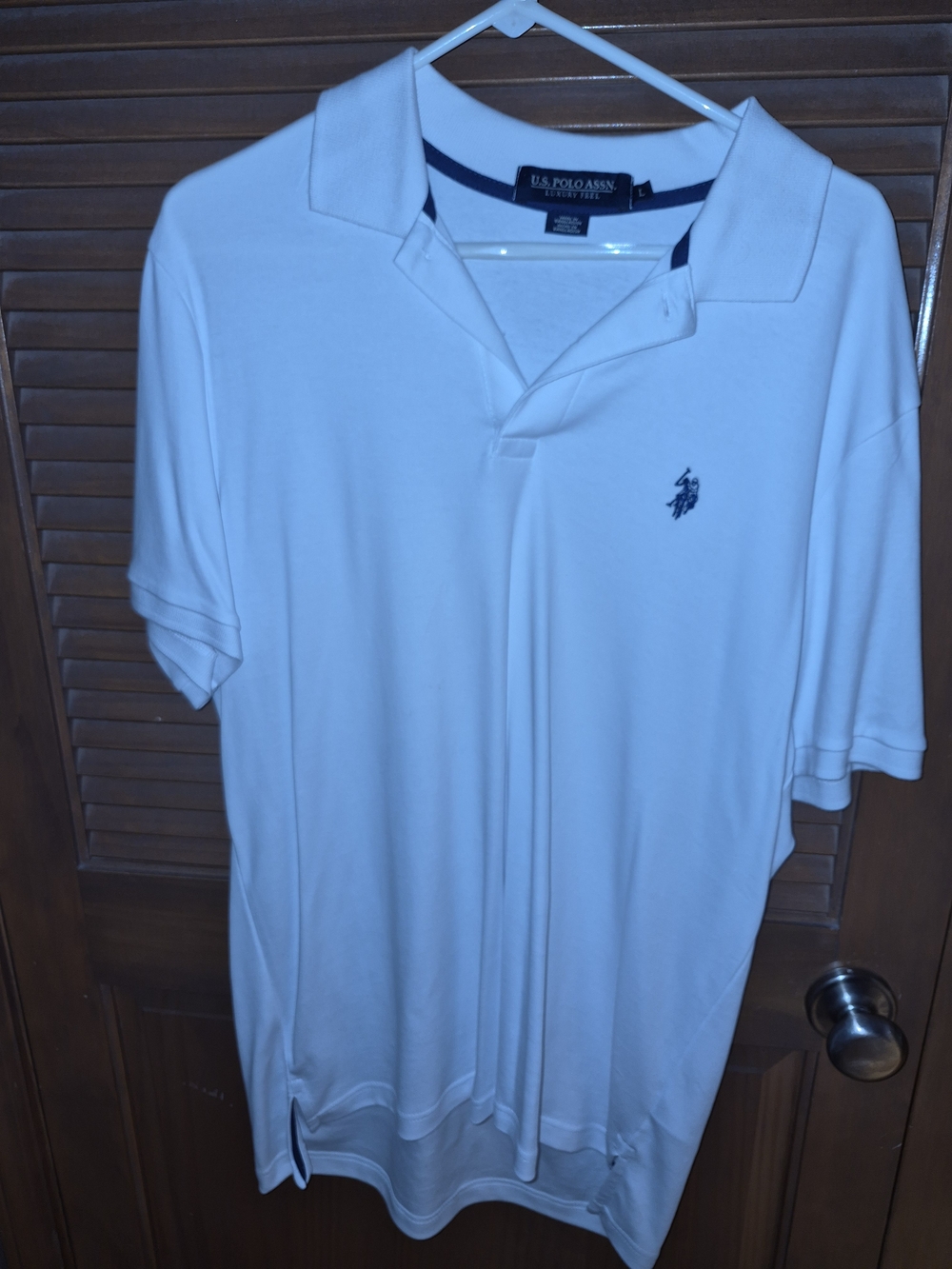 U.S. Polo Assn. White Men’s Short-Sleeve Polo with Navy Logo